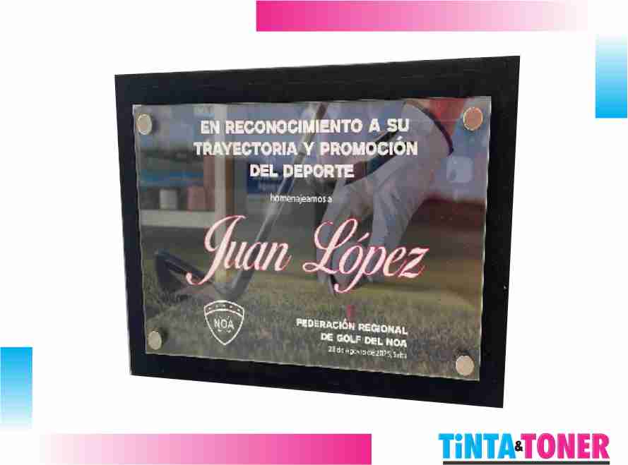 MOD 901 - PLACA DE RECONOCIMIENTO FULL COLOR CON ACRILICO, GAMUZA Y EMBELLECEDORES - TAMAÑO 20 X 30